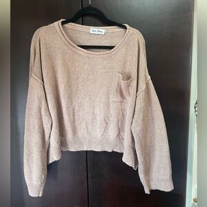 Blush Pink Cropped Crewneck Sweater